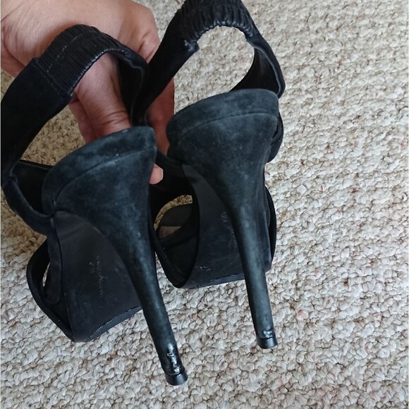 Diane von Furstenburg Platform Black Suede Strappy Slingback size 6.5 - Picture 11 of 12